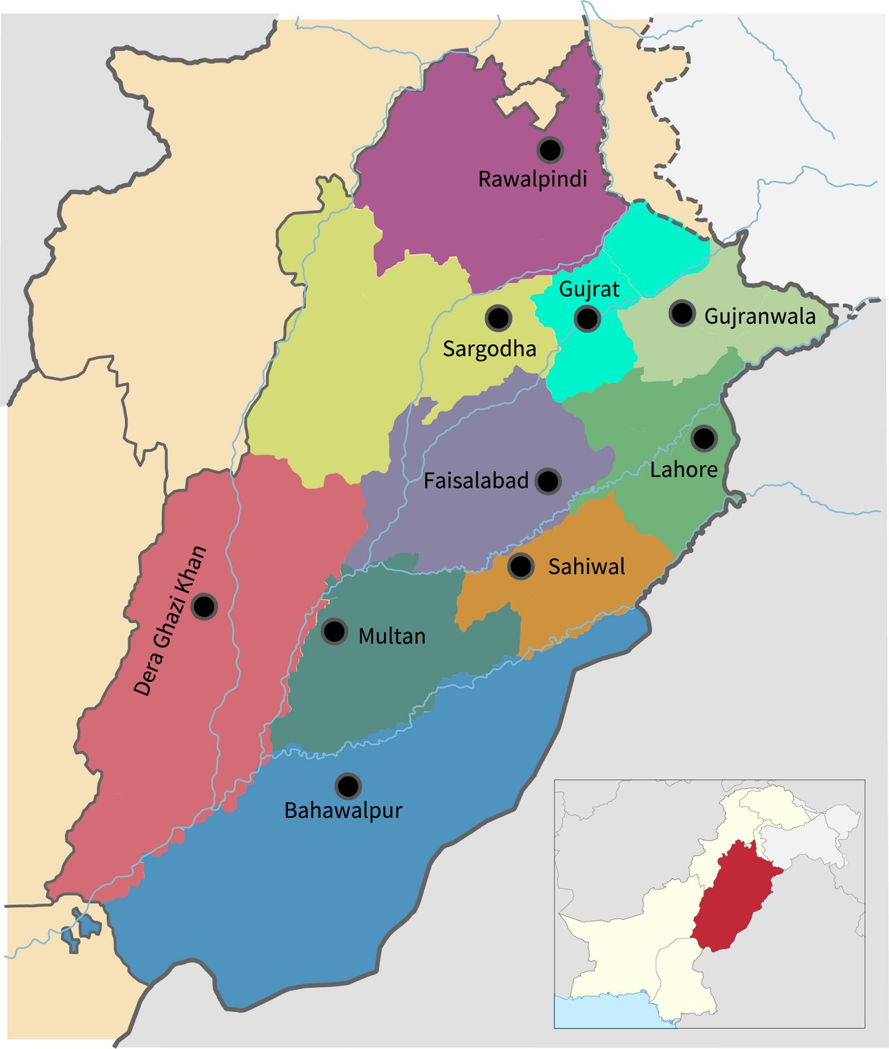punjab divisions map